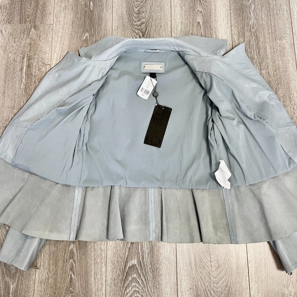 Danier Light Gray Leather Peplum Jacket - Picture 8 of 13